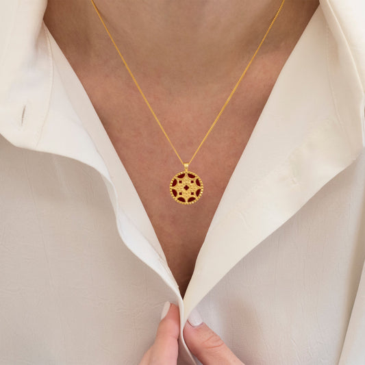 Circle Rose Window Necklace