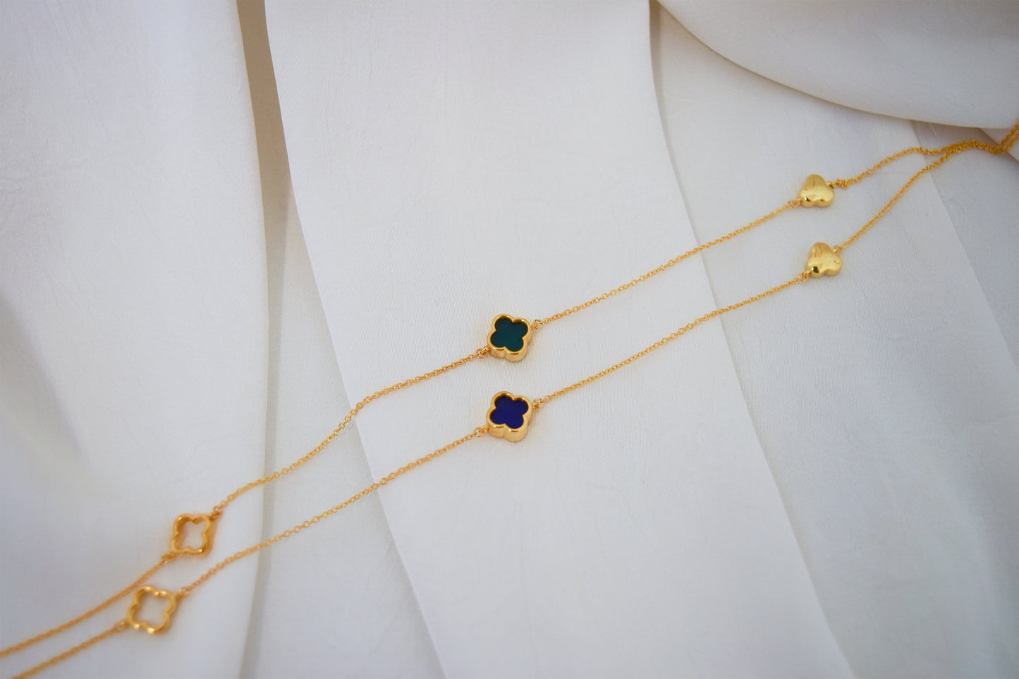 Multi Folium Long Necklace & Bracelet