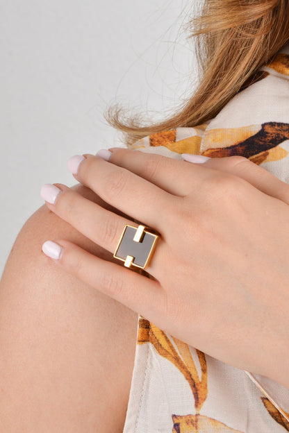 Square Glass Ring